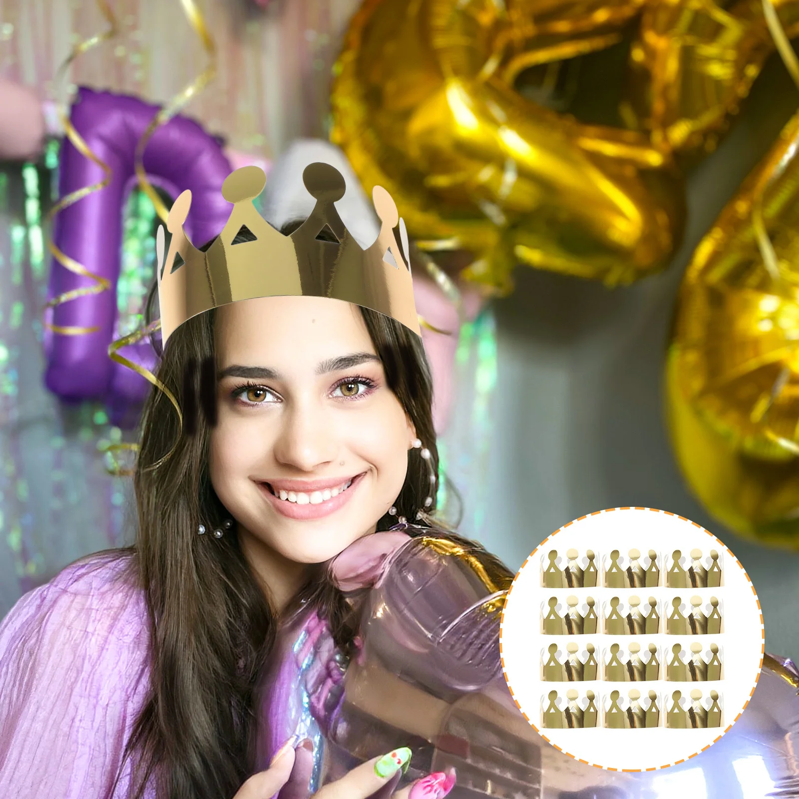 

12Pcs Crown Cap Birthday Celebration Shower Hat Premium Material Party Supplies Fun Gift for