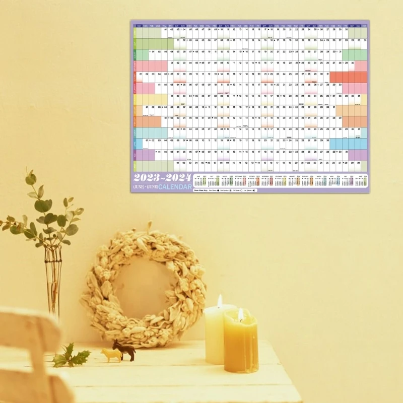 2024 Yearly Wall Planner 2024 Full Year to View Calendar 85x62cm Wall Calendar runs Jun 2023 Jun 2024. for Home Dropship