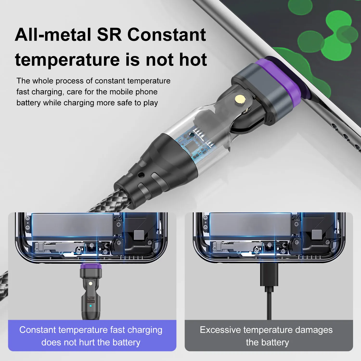 240W Magnetic Cable Type-C Fast Charging USB C Cable 27W Max For iPhone 15Pro Max 100W Max For Xiaomi 14Pro for Samsung Huawei