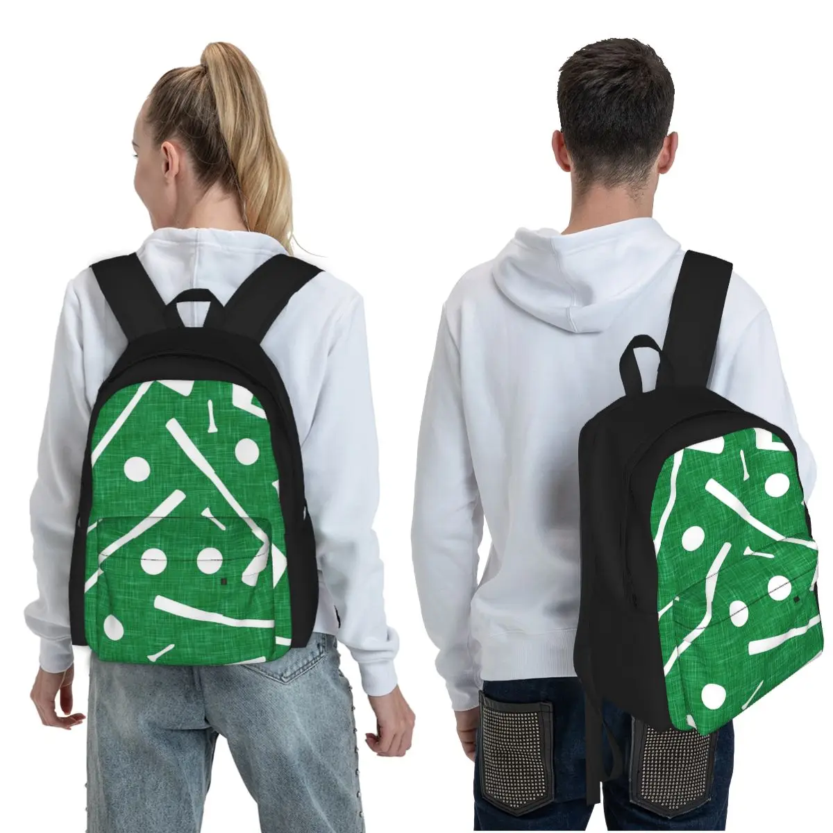 Golf Clubs - Textured Green Student Backpack School Bag Hiking Travel Daypack for Men Women Fashion Bookbag Shoulder Bags