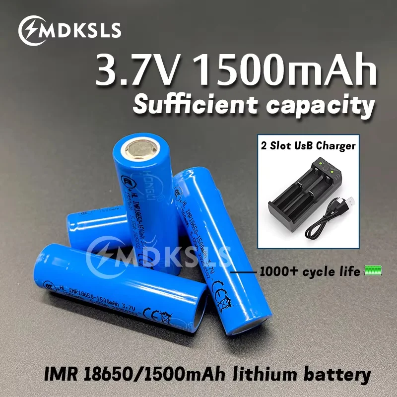 100% New 18650 3.7v  1500mah Li ion rechargeable battery for Headlamp Mini Fan Laser Pointer Flashlight DIY Power Bank