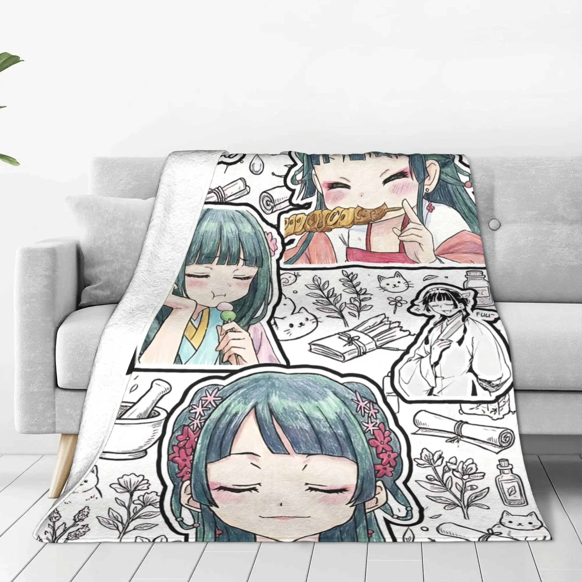 1PC home Cutecore The Apothecary MAOMAO  Blanket Super Cosy Plush Home Living Room Sofa halloween