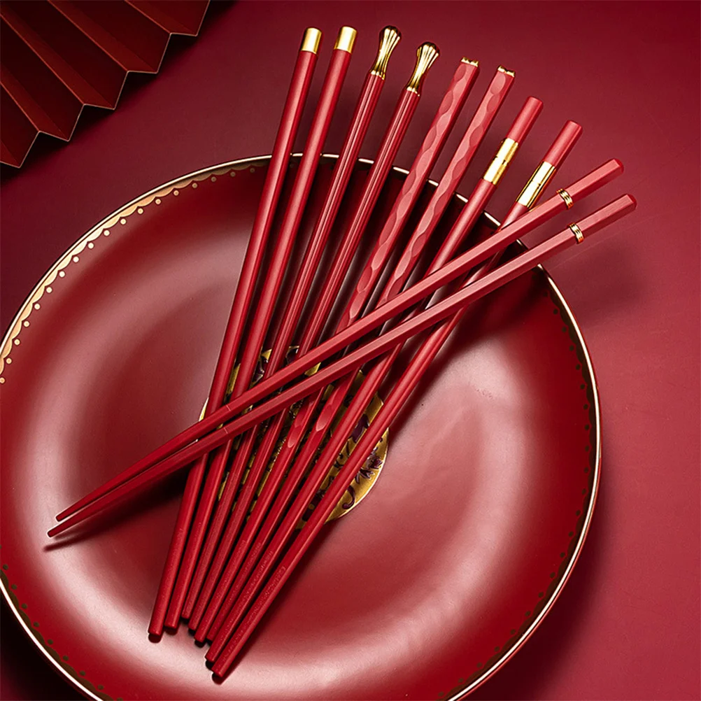 

Red Festive Chopsticks Home Use Reusable Non-Slip Japanese Style Eco-Friendly Tableware Kitchen Utensils Storage