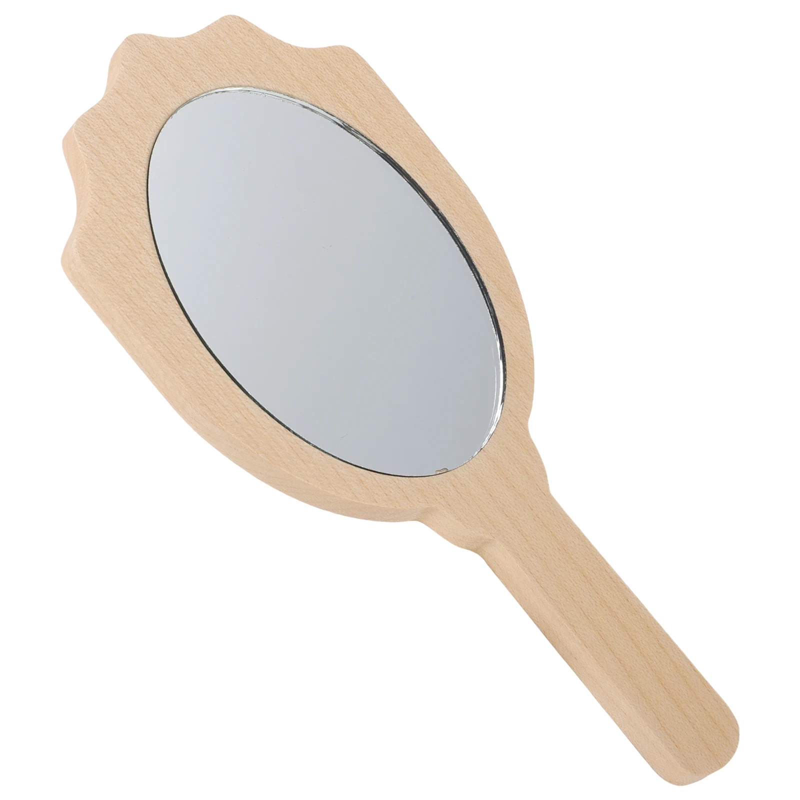 

Wooden Hand Vintage Vanity Mirror Portable Glass Makeup Mirror for Women Handheld Vanity Lightweight Travel Small