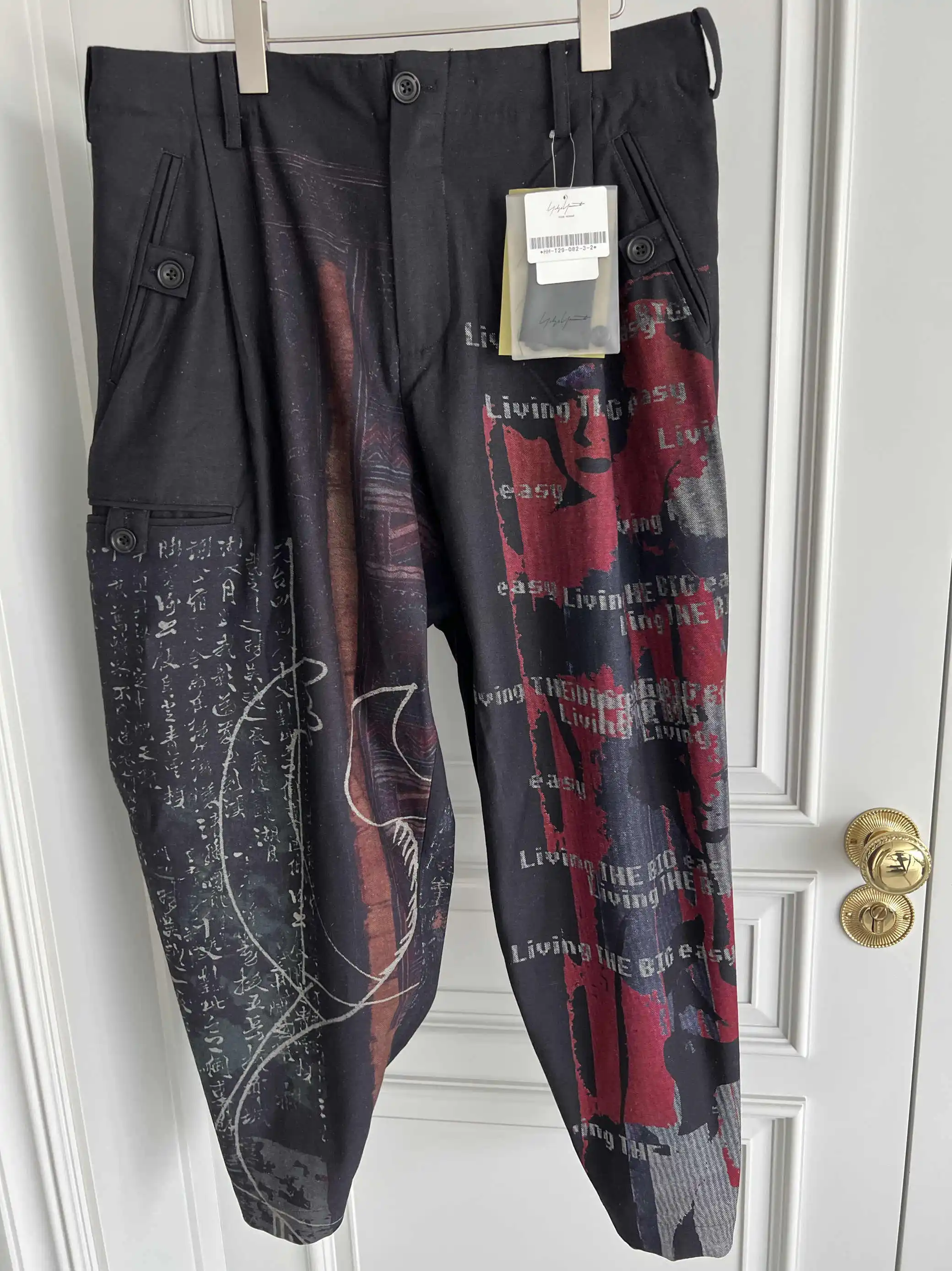 Pantaloni a gamba larga stampati in puro cotone dal design originale TOP-YAMAMOTO