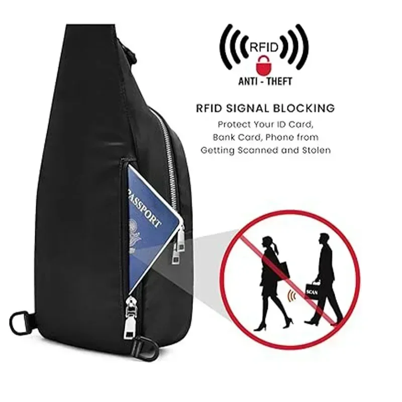 حقيبة ظهر DB2 Sling RFID Blocking Crossbody حقيبة كتف صغيرة على الصدر