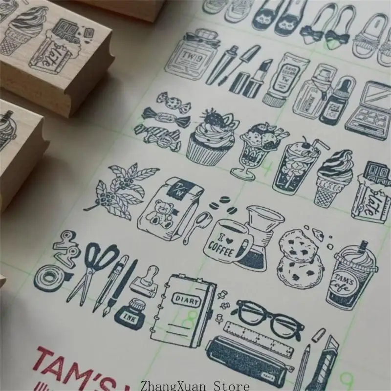 Rechteckiger Bastelstempel aus Holz für Tagebücher, Collagen und Geschenkverpackungen 3XUF – Detail 2