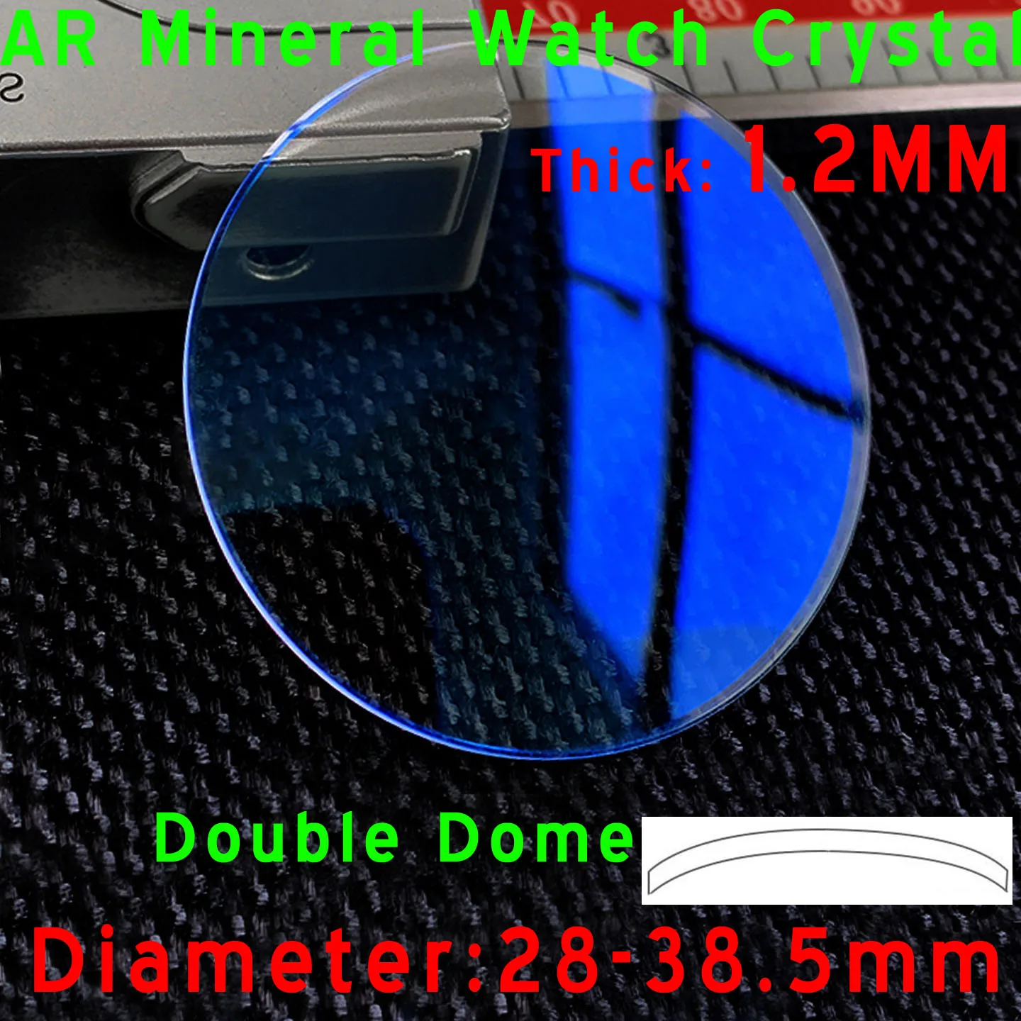 1.2mm Thick Double Domed Mineral Watch Crystal Mirror Round Blue AR Coating Watch Glass 28mm-38.5mm Diameter For Watch Repair