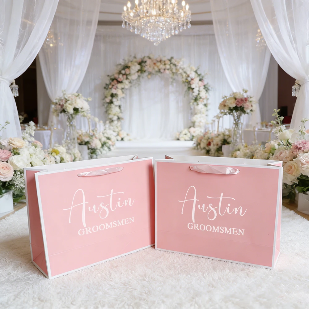 Personalized Bridesmaid gifts paper Bags Custom Name Valentine\'s Day Gifts Bags Eid Mubarak Happy Ramadan Party Wedding Packages