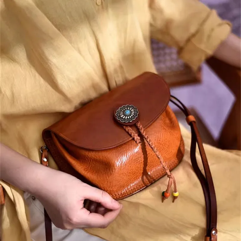 Fashion luxury genuine leather women's small shoulder bag organizer designer casual real cowhide female cute crossbody bag