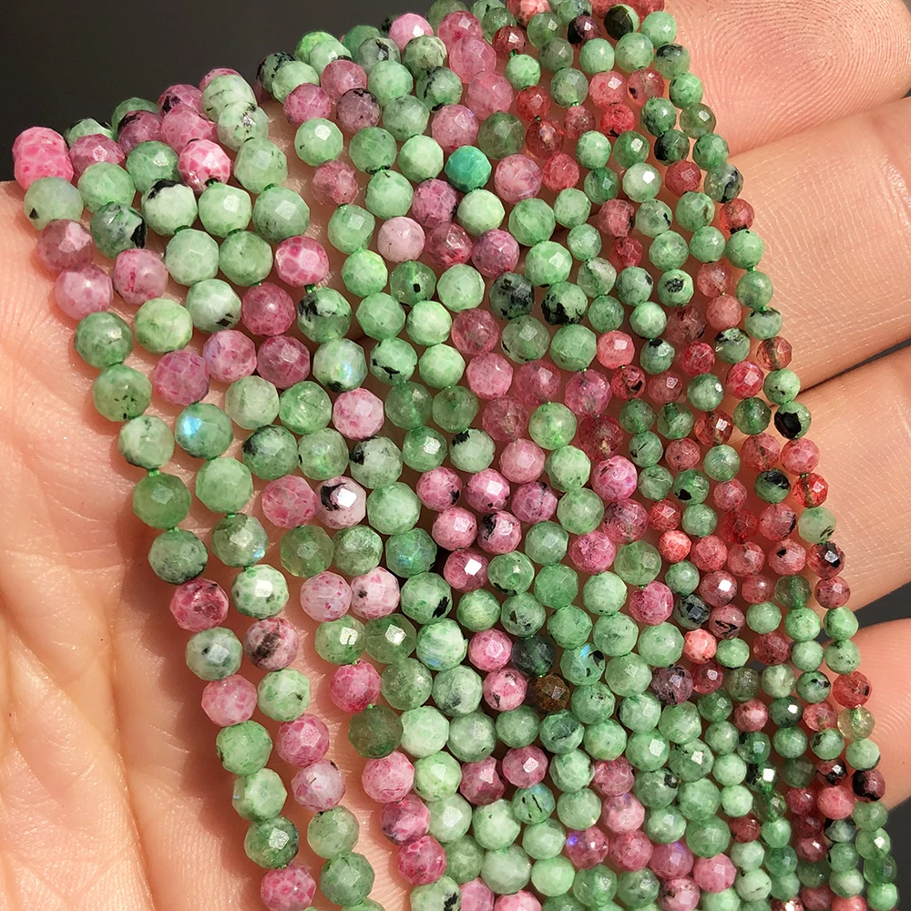 Natuursteen Facet Kleine 2 3 4 mm Taille Kralen Groen Zaad Crustal Quartz Jades Spacer Kralen voor Sieraden Maken DIY Armband