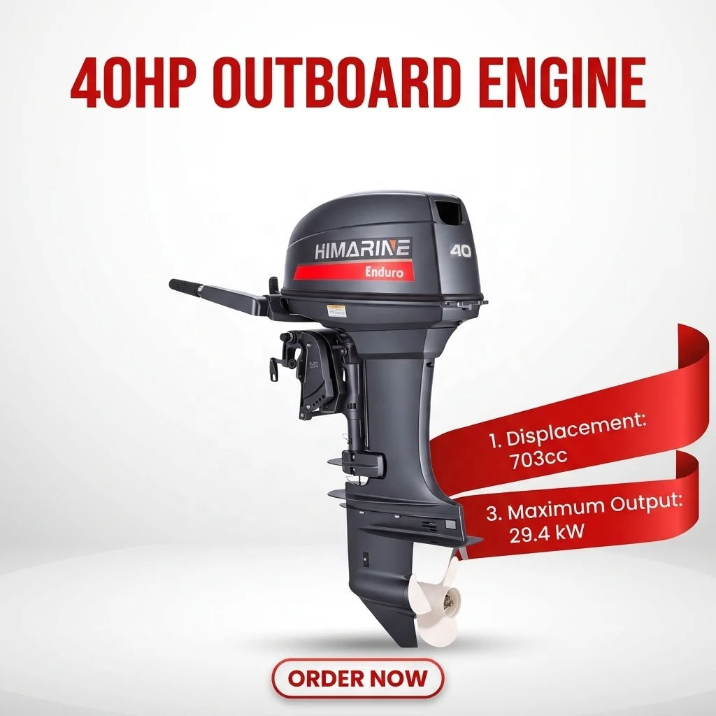 Himarine 2 Stroke 40HP Outboard Motor E40X Short Shaft E40XMHS E40XMHL Marine Boat Engine Fit Inflatable Fishing Boat