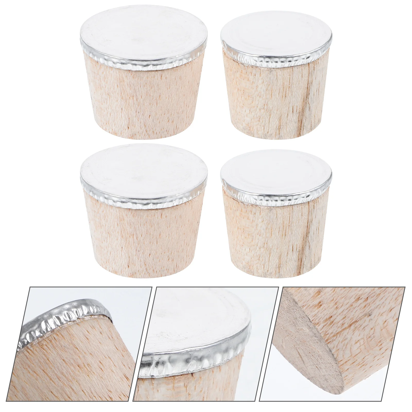 4 Pcs Cork Bottle Wooden Plug Hot Water Corker Sealer Corks Stoppers Replacement Kettle Caps Household Plugs