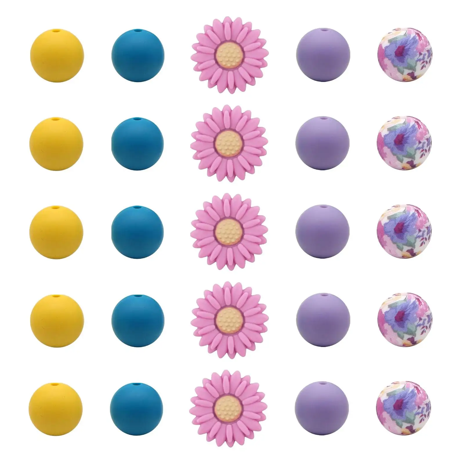 25Pcs Silicone Beads Jewelry Making Loose Beads for Bracelet