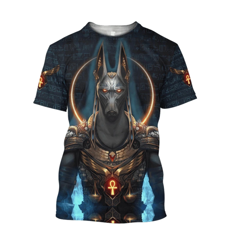 Egypt Anubis Graphic Men's T-Shirt For Men Clothing 3D Printed Summer Tops Short Sleeve Fashion Casual Oversized Tees Shirts