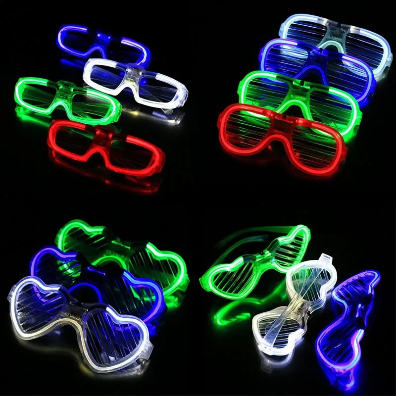 20Pcs LED Shutter Light  Glasses Luminous Sunglasses Heart Shaped Bar Ball Party Toy Child Wedding Holiday Festival