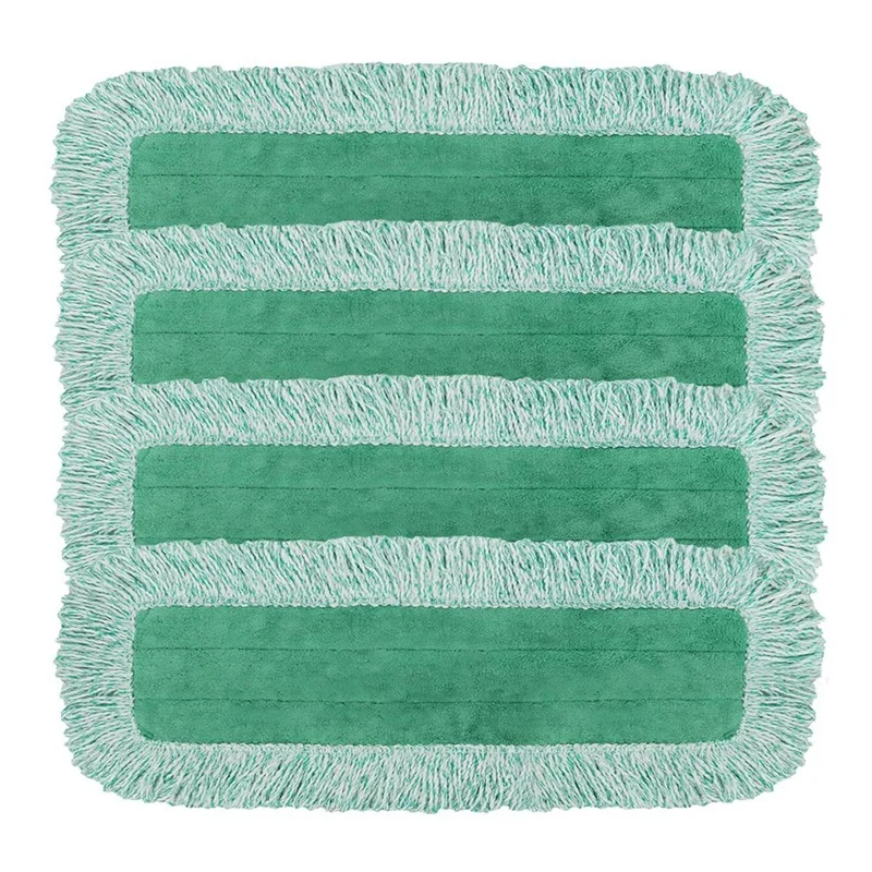 

A13R-4Pc Dust Mop Pads For Microfiber Dust Mop,Mop Replacement With Fringe-Reusable Wet & Dry Cleaning Flat Mop System Refill
