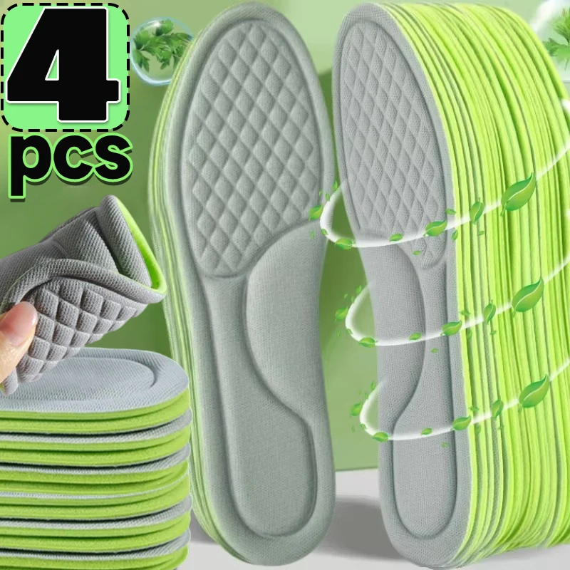 2/4pcs Unisex Memory Foam Orthopedic Insoles Deodorizing Insole Shoes Sports Absorbs Sweat Soft Antibacterial Shoe Accessories