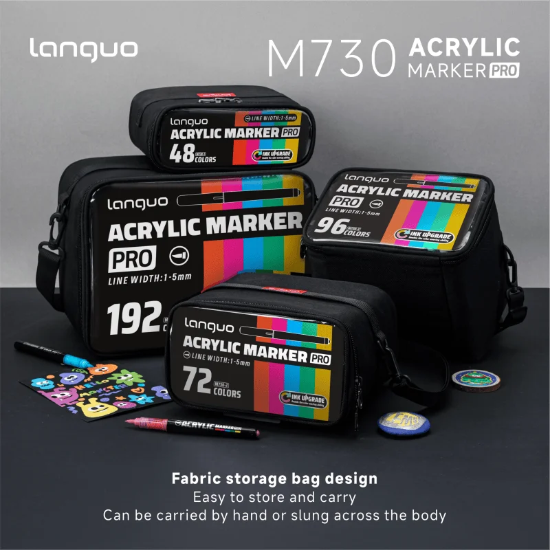 Languo Feutres Acryliques Acrylic Paint Marker Set, 1-5mm Soft Tip Art Markers, High Coverage Colors For Black Paper