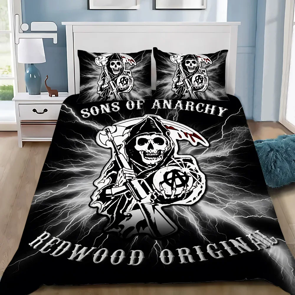 Sons of Anarchy Retro Duvet Cover Pillowcase Bedding Set Adult Boy Girl Bedroom Decoration Children Gift Single Double Size