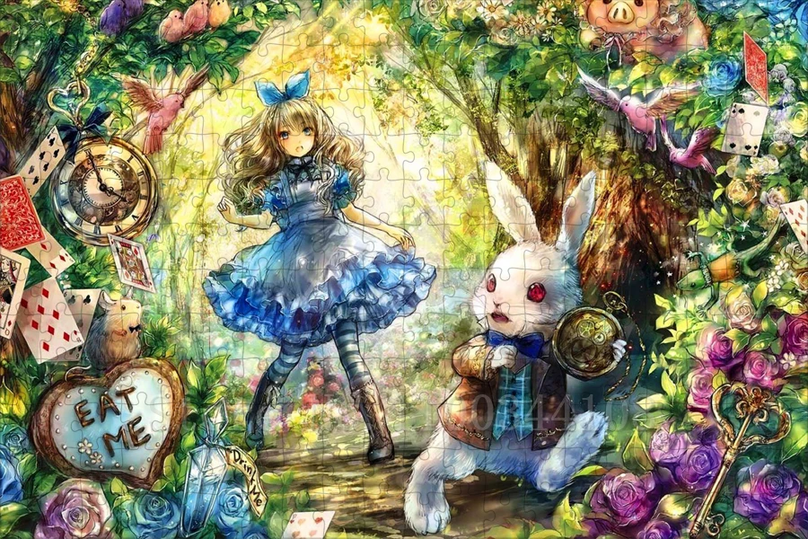 Disney Anime Jigsaw Puzzles Cartoon Alice In Wonderland Wooden/paper Puzzles for Girls Handmade Toys & Hobbies