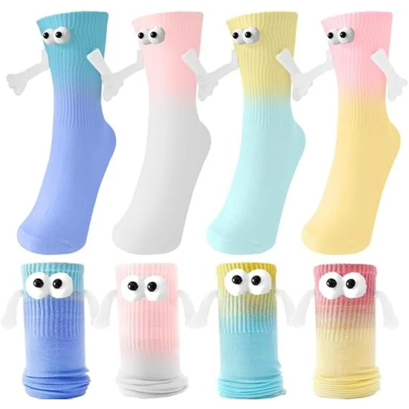Holding Hands Magnetic Socks Fun Color Cartoon Sock for Women Men Crazy Novelty Valentine's Gifts For Couples Anniversary Friend