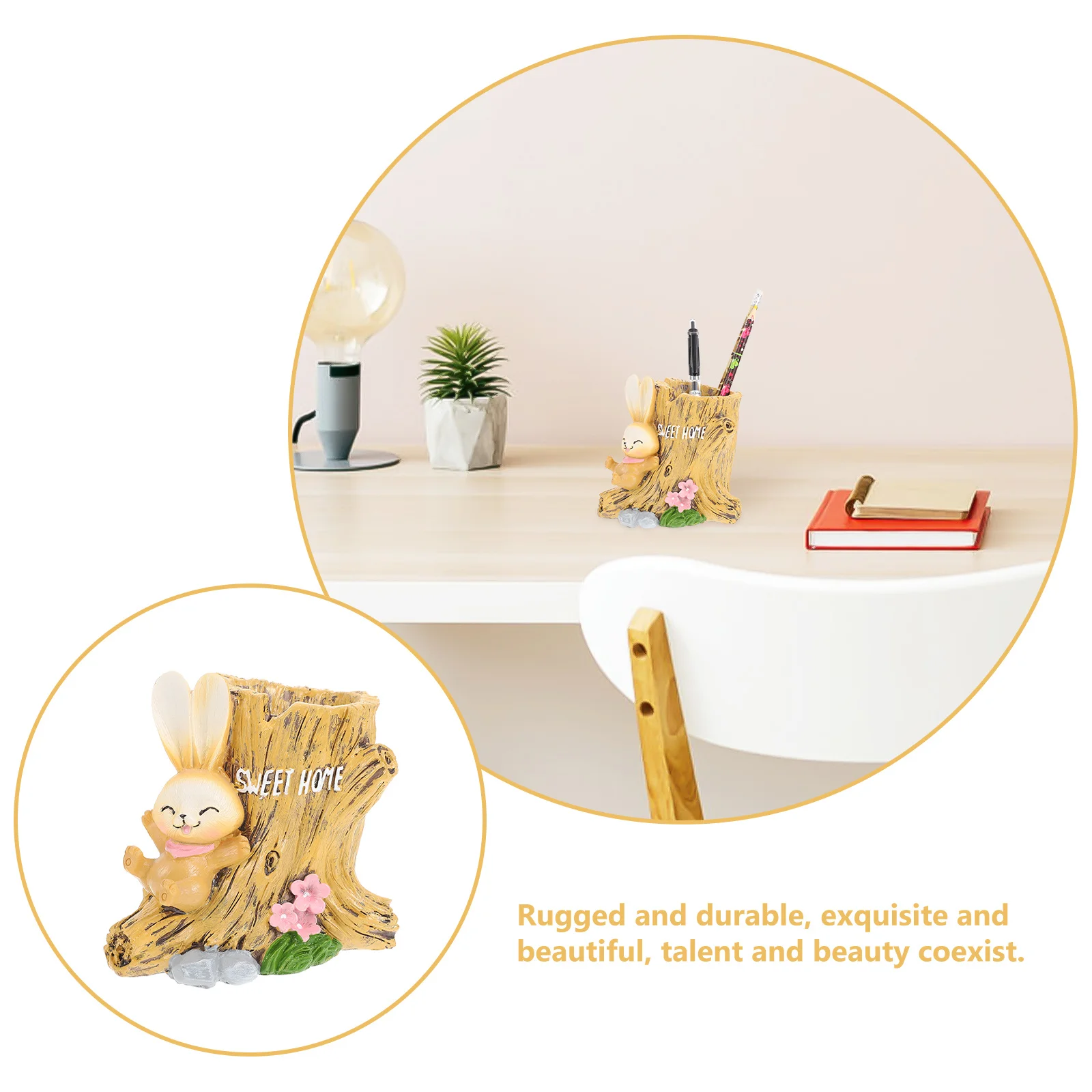 

Cartoon Rabbit Desktop Pen Holder Smooth Texture Office Pencil Organizer Stationery Storage Pen Case Stationery Organizer