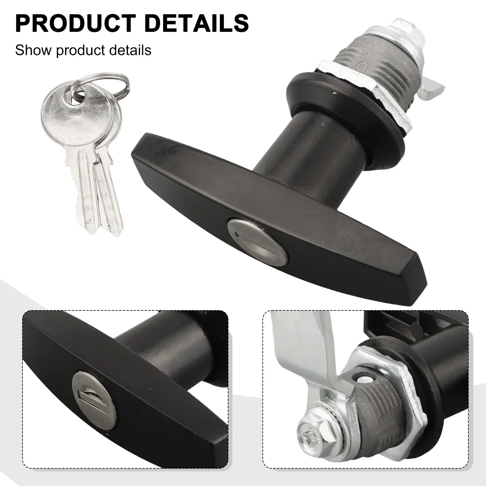 

Rust Proof T-Shape Handle Lock With Keys Zinc Alloy Garage Door Lock RV Toolbox Fixing T Handle Accessories Industrial Cabinet