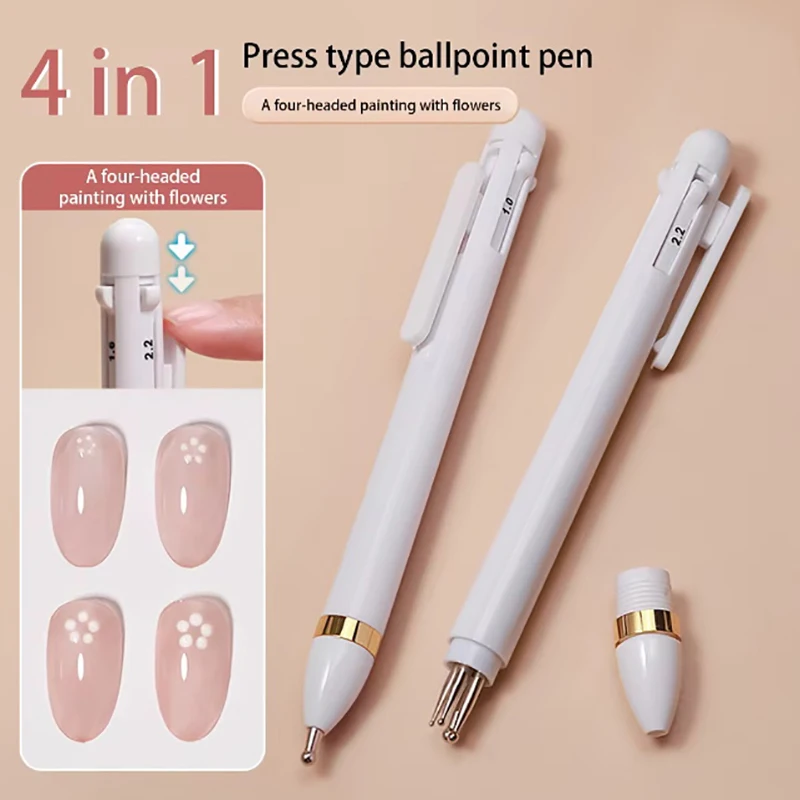 Stylish Nail Point Diamond Pen 4-In-1 Embellishment Rotating Nail Point Diamond Pen Press And Drill Design Tool For DIY Nail Art