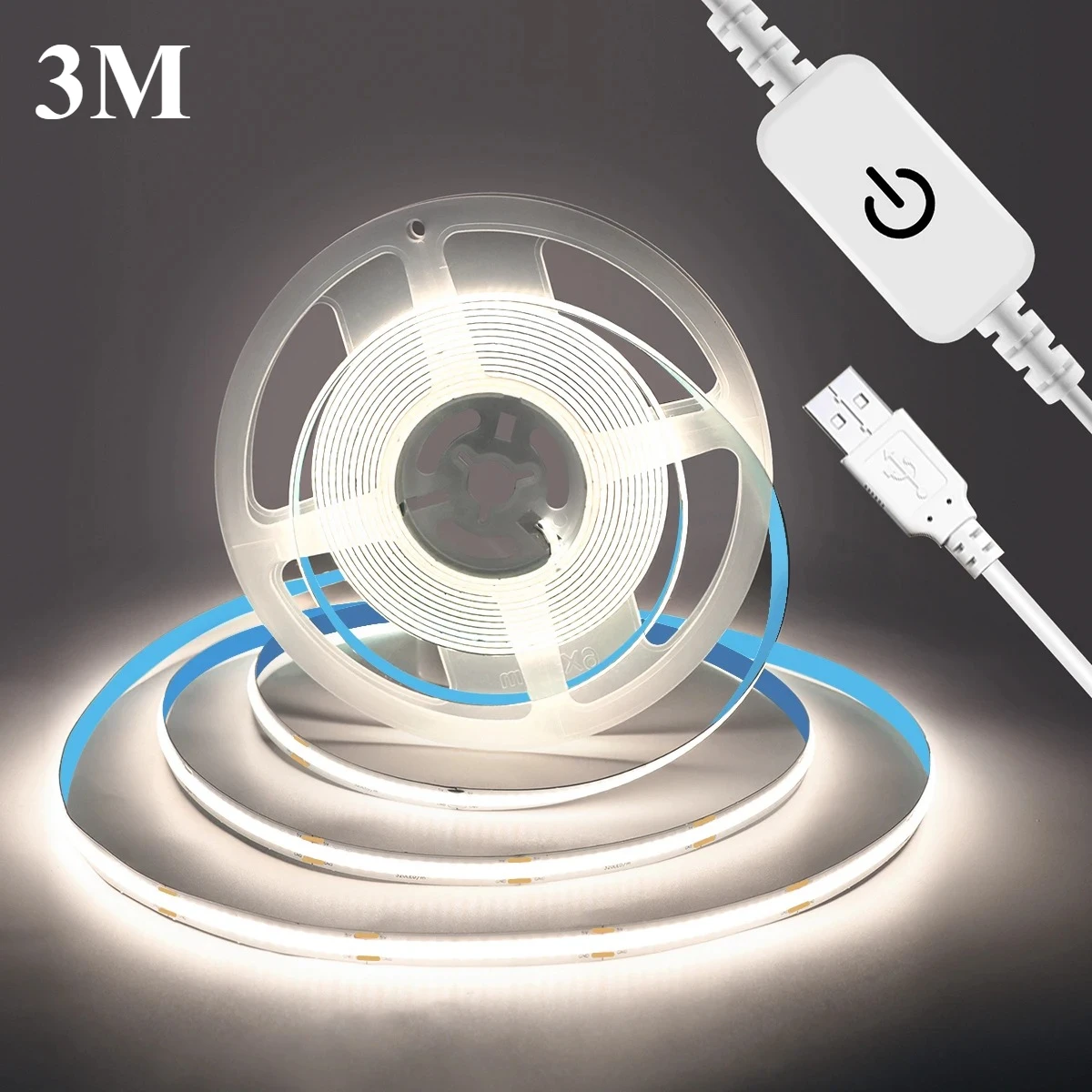 USB 5V LED Strip Licht COB Touch Dimmer Controle Lamp Hoge Dichtheid RA90 Flexibele Tape Verlichting 320 Leds/m Voor Thuis Kast Decor