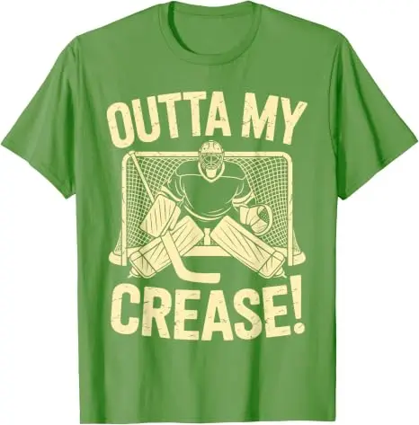 Outta My Crease Lustiges Eishockey-Torwart-Kunstwerk für Männer und Frauen T-Shirts Eishockey-Liebhaber Unisex T-Shirt Outdoor-Sportbekleidung – Detail 10