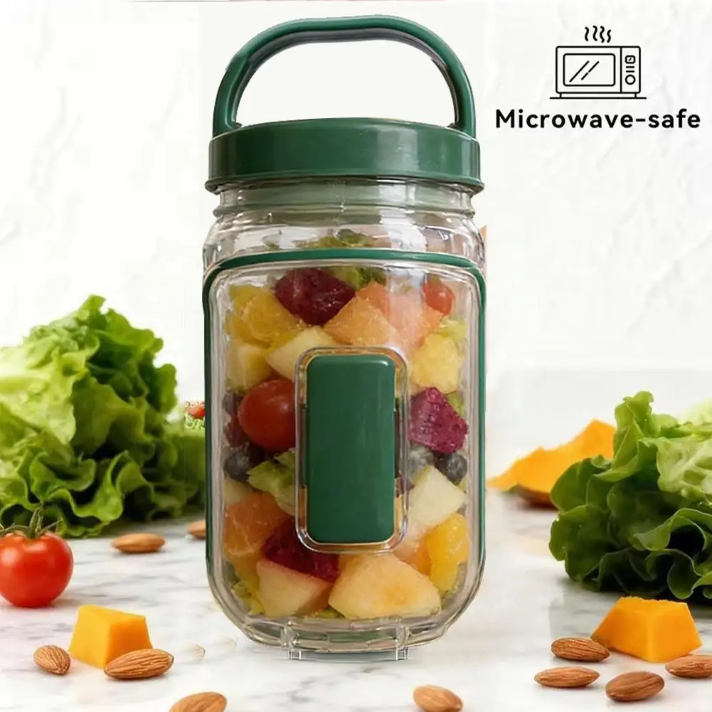 Leakproof Plastic Salad Box with Side-Opening Cover Portable Breakfast Fruit Storage Cup for Picnic Home Office view 4