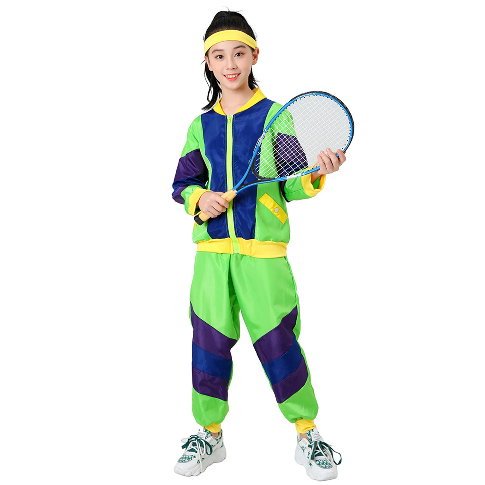 أطفال بنات بنين بنين 80s رياضية أطفال الهيب هوب زي أعلى السراويل مجموعات الزي الرجعية الرقص رياضية