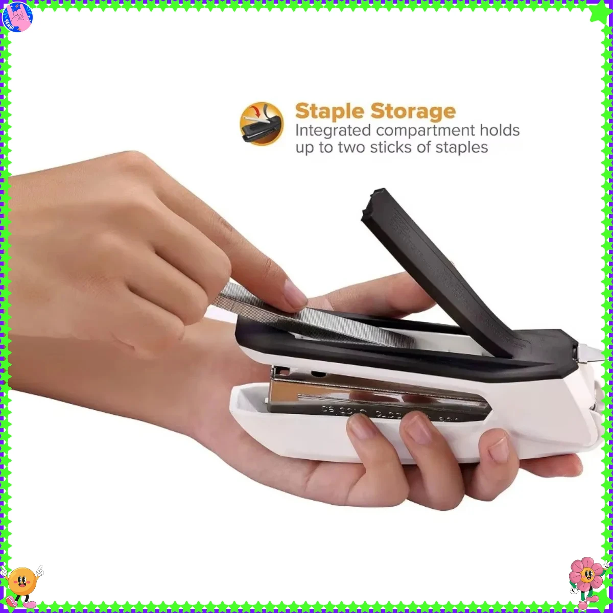 Cucitrice 3 in 1 con rimozione integrata e conservazione punti metallici, contiene 420 punti metallici, contiene 20 fogli, leggera, bianca