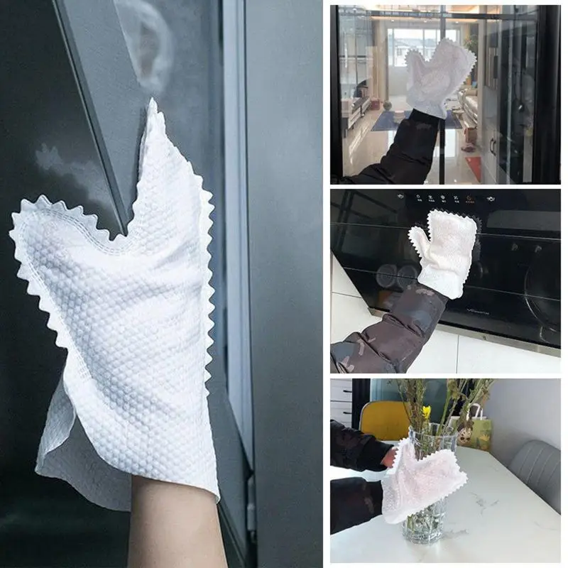 10/50pcs Non-woven Dust Cleaning Gloves Reusable Fish Scale Cleaning Duster Gloves Household Kitchen Cleaning Tool