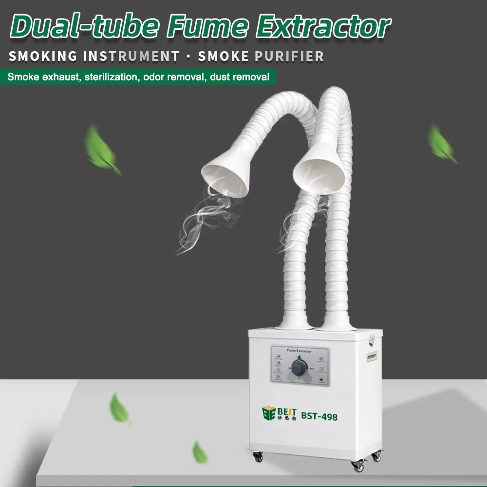 Dual Hose Soldering Fume Extractor 220V 275W Smoke Absorber Purifier Strong Suction Welding