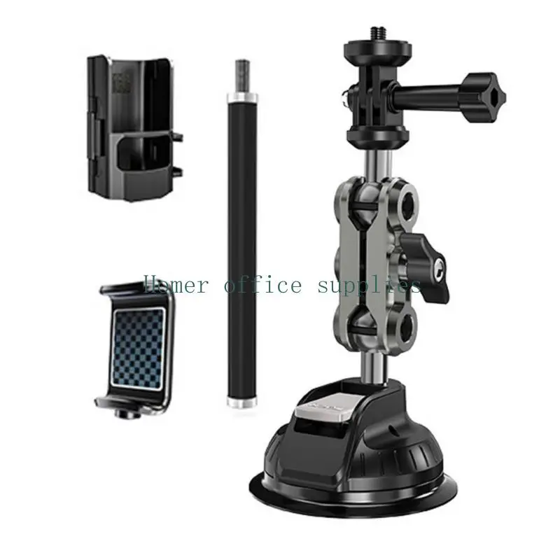 K43B Camera Phone Suction Mount for Pocket 3 Camera for Smooth Glass Surfaces with Adjustable Arm, 1/4 Screw and Travel Filming