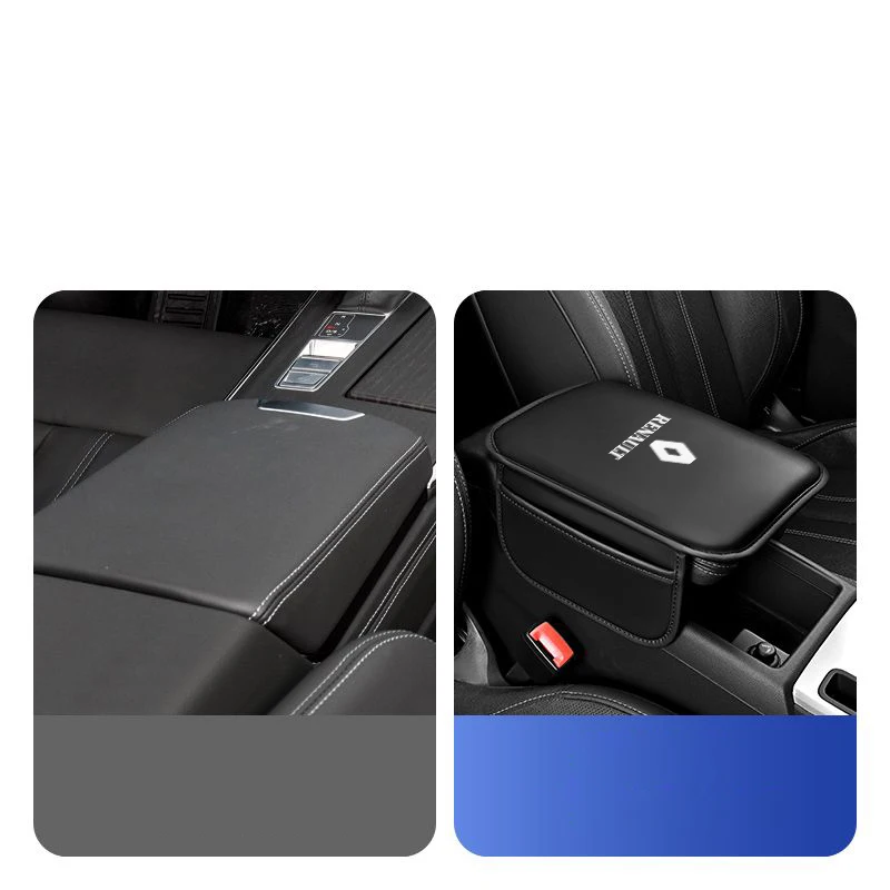 Leather Car Armrest Box Pad Car Center Console Arm Rest Protector Cover with Storage Pocket for Renault Sport Duster Megane 2 3