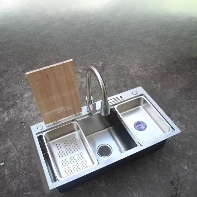 Multifunctional large single tank [Dishwasher sink thickened SUS304 stainless steel vegetable basin 1