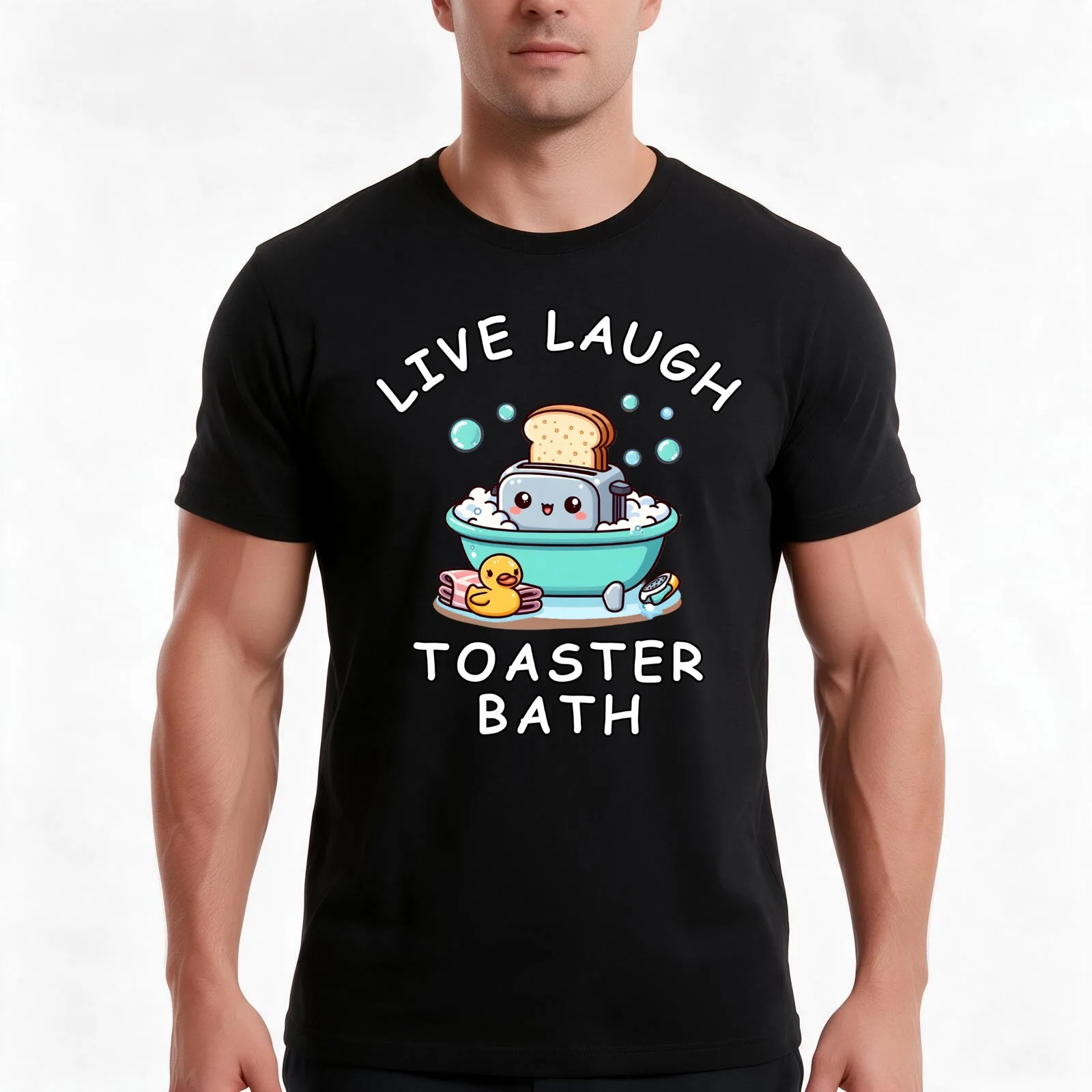 Live Laugh Toaster Bath Sarcastic Unhinged Meme Saying Funny Live Laugh Toaster Bath T-Shirt Summer Casual Cotton Tee
