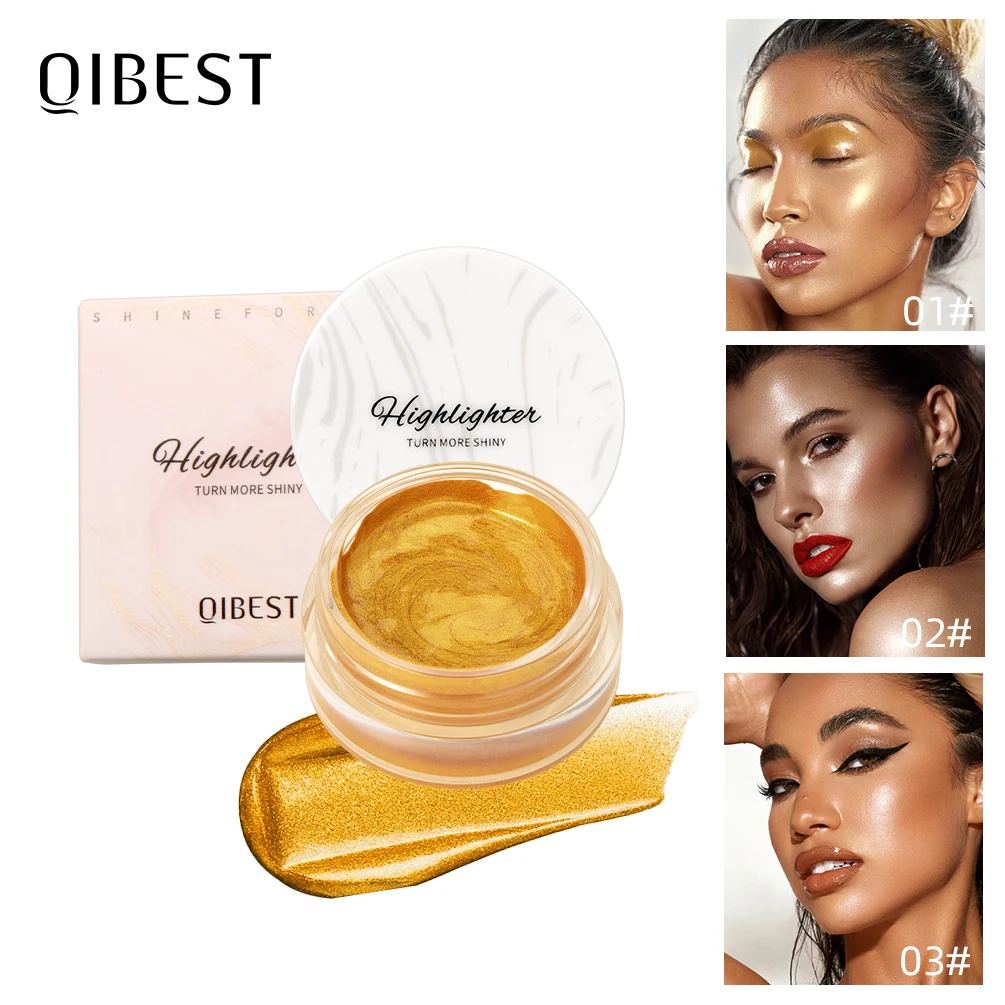 QIBEST Glitter Highlighter Makeup Sparkling Eye Shadow Silkworm Shimmer Illuminator Face Contour Bronzer Cream Body Highlighter