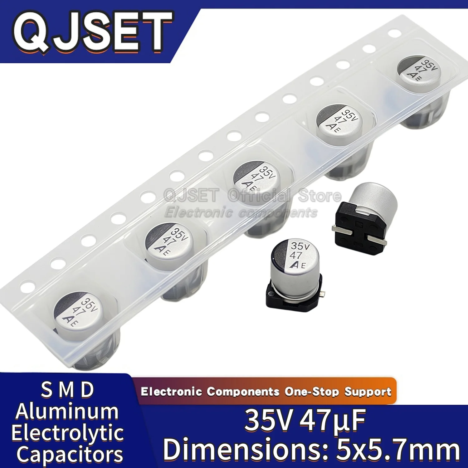 20Pcs35V47UF 5x5.7mm Ultra-Compact SMD Surface-Mount Aluminum Electrolytic Capacitors47UF35V 5*5.7mm SMD GVE1V476M0506CNVC Solid