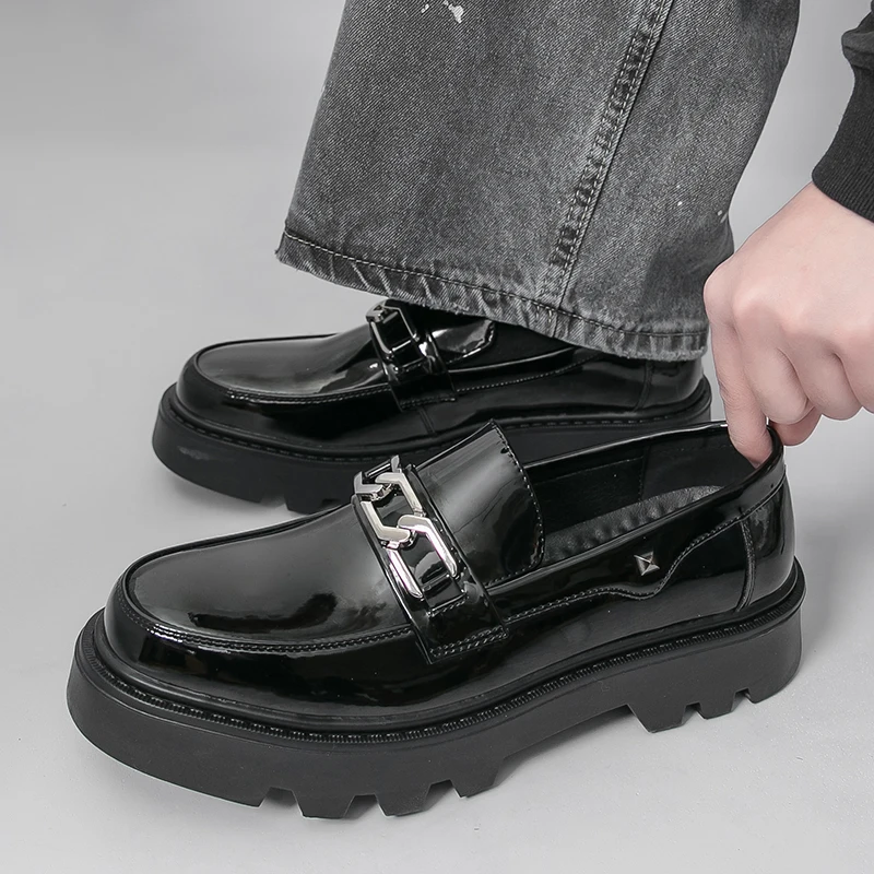 

Классические мужские лоферы в британском стиле, удобные повседневные туфли на толстой подошве, противоскользящие, модные, для работы и торжественных мероприятий, мужские размеры 38-46