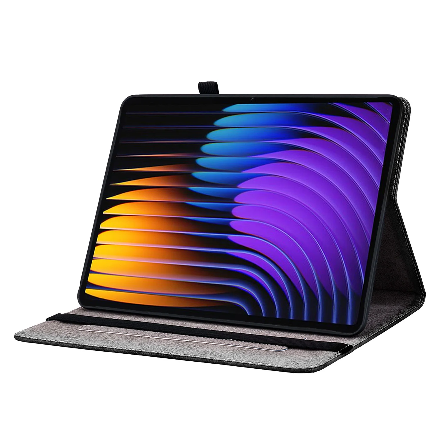 For Xiaomi Pad 7 Pro  /  Pad 7 Leather Case Pattern Printed Stand Tablet Cover with Card Slots - Black Orchid