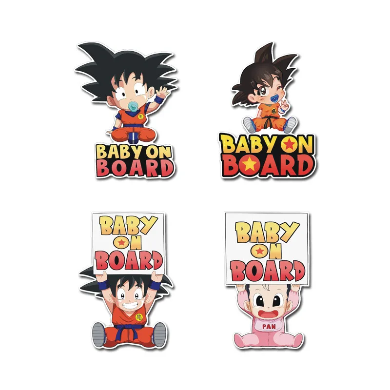 Super Cute Anime Dragon Ball Baby on Board Sticker Waterproof Sunscreen PVC Decal for Bumper Cars Window Sticker