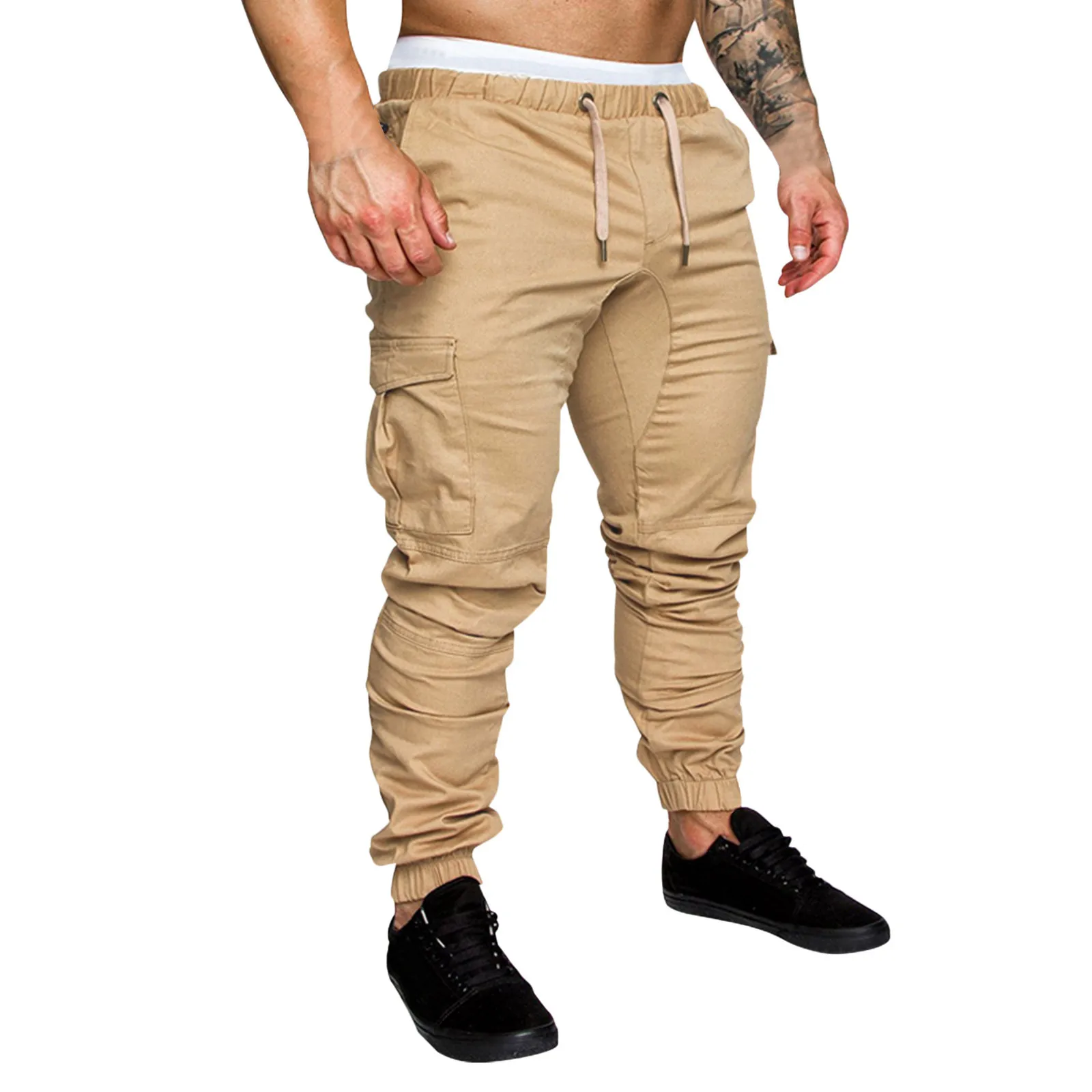 

Solid Men's Pencil Pants Casual Multi-Pockets Tooling Solid Pants Joggers Sports Outdoor Running Trousers Men's Casual Pants