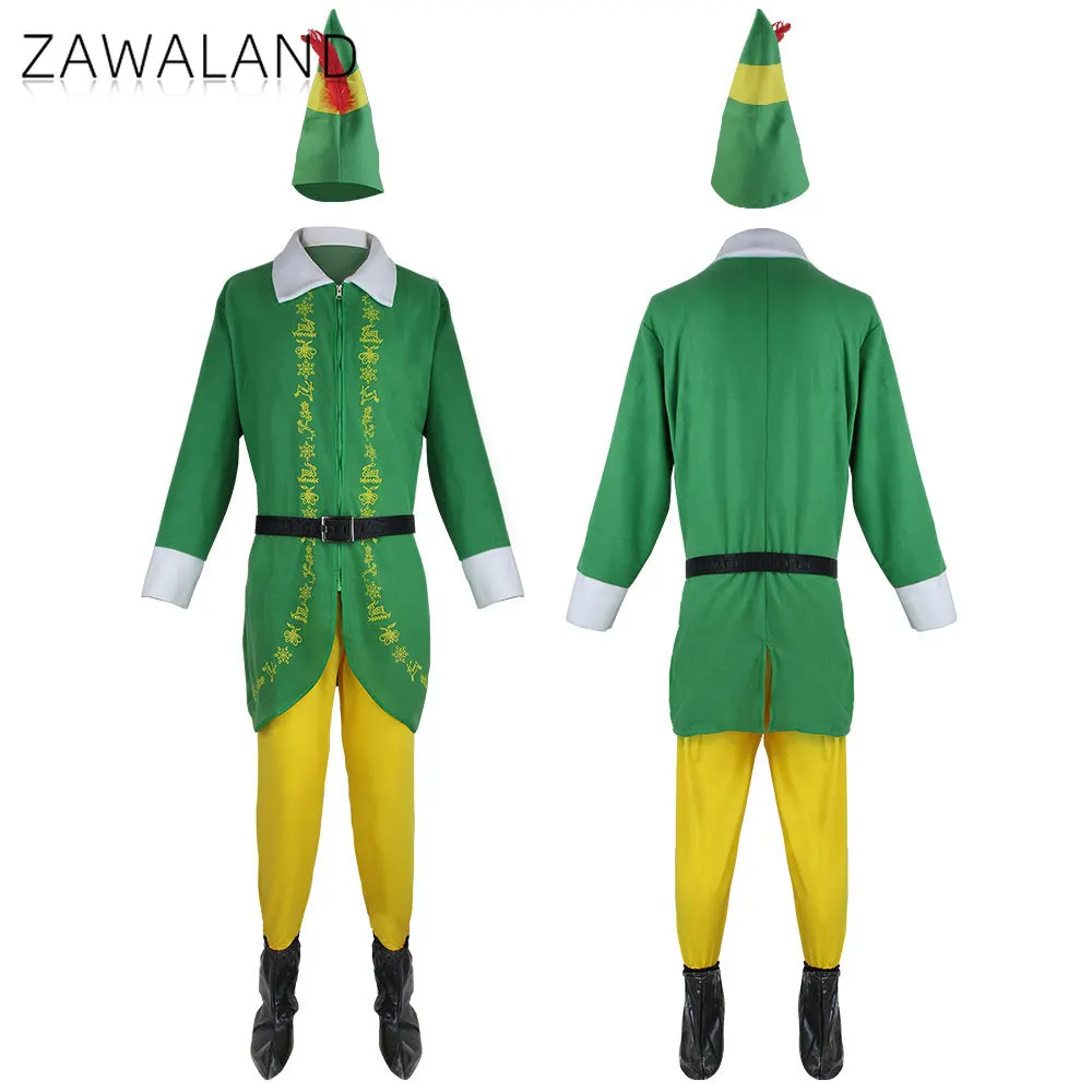 

Christmas Green Elf Cosplay Costume For Man Xmas Disguise Full Set Clothes Party Performance Outfits Carnival Holiday Dress Up