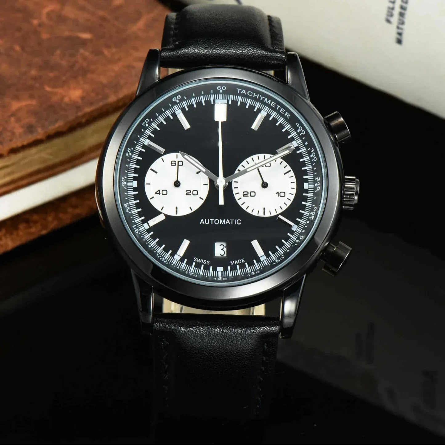 ​2025 New American Classic Retro Watch, Calendar Display, 10ATM Waterproof, Luminous Leather Strap, Stainless Steel Case,