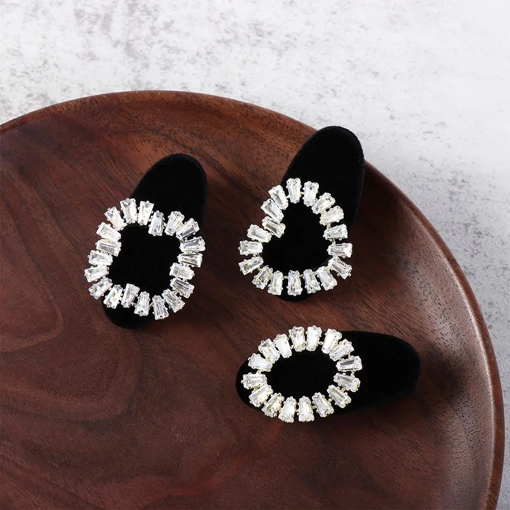 Elegant Zircon Rhinestone Luxury Hairband Korean Style Hairpin Girls Hair Clip Velvet Bow Duckbill Clip Sweet Barrettes