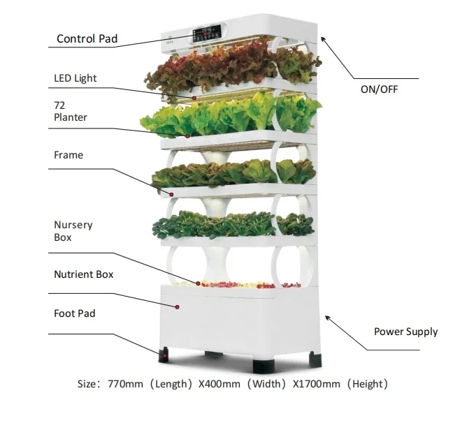 Automatic Home Garden smart farm grow hydroponic vertical farming system artificial vertical garden for indoor